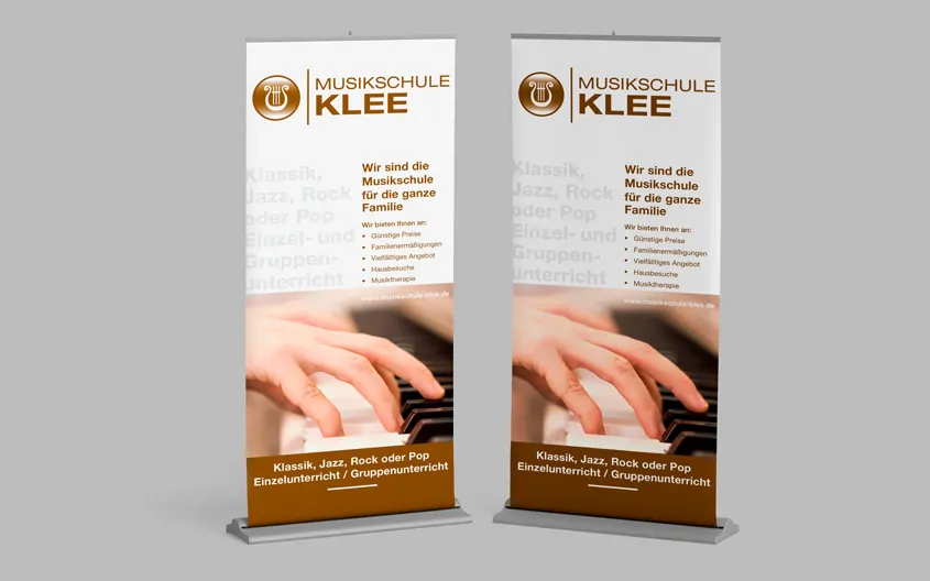 Corporate Design, Logo, Briefbogen, Visitenkarte, RollUp, Webdesign - Musikschule Klee